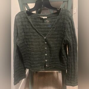 Madewell Basket-Weave Stitch Long-Sleeve Sweater Tee